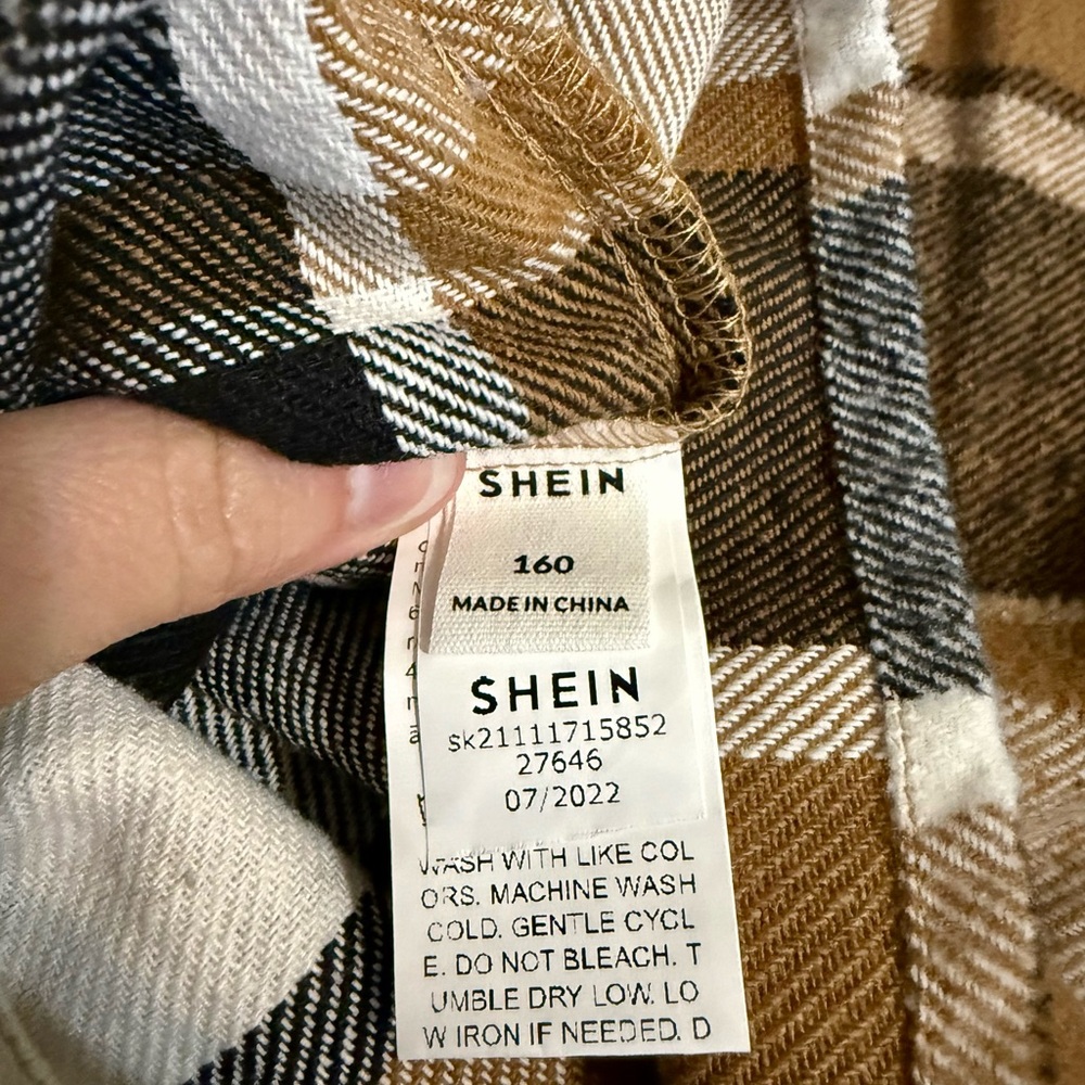 SHEIN Checkered Shirt in Tan and Black